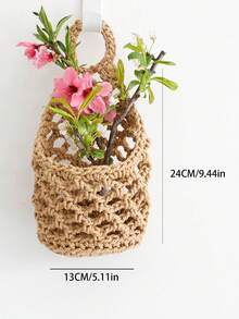 1個手工棉繩編織吊掛花盆，適合4英吋以內的室內植物，為您的客廳、書房、走廊、陽台、臥室、浴室、廚房甚至咖啡廳增添綠意 - 多色 - 查看 9