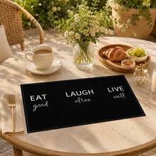 1pc Life Text Placemat, Breakfast Placemat, Coffee Mat, Coaster Set, Bowl & Plate Mat, Home Decor, Kitchen Accessories, Easy To Clean Placemat, Suitable For Home, Kitchen & Dining Table Decor, Holiday Gift, Multi-Piece Combination Pack, Linen Placemat - Multicolor - View 4