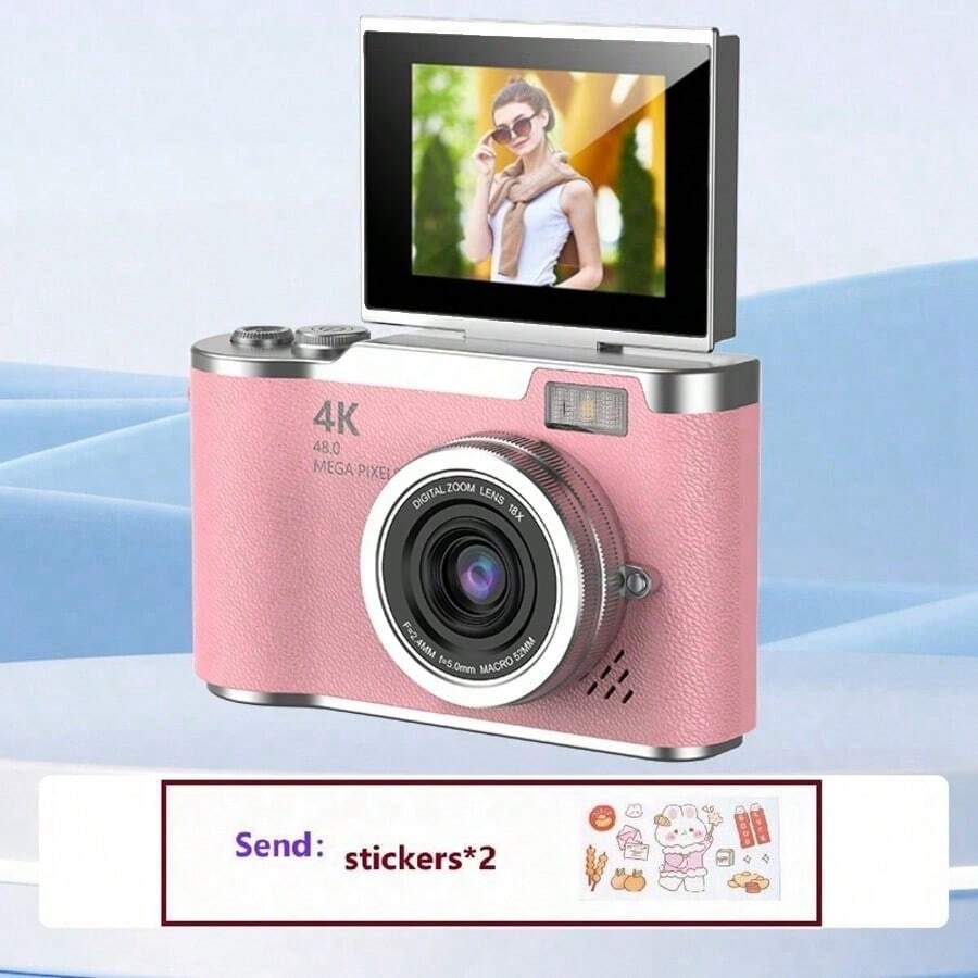 4K HD Mini Camera, Supports Video Recording, 128GB Storage, Includes Digital Camera Gift Toy, Digital Camera And 2 Stickers, Ideal For Mother's Day, Birthday, Party Gifts