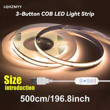 1件 5V低壓LED燈條，USB接口，簡易3按鈕開關，亮度可調，適用於電視背景、相框、鏡子、櫥櫃，背膠式 - COB - 查看 15