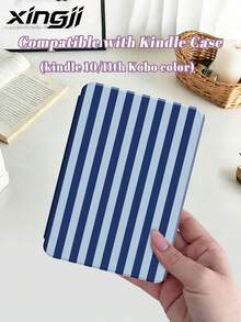 1pc Navy Blue Striped/Plaid Pattern E-Book Protective Case, Compatible With Kindle Youth/Kindle NK 11/Paperwhite 5, (A16) 11 Inch 11th Generation 2025 Accessories, Compatible With IPad 10.2 Inch 10th Generation Protective Shell, With Auto Wake/Sleep Function, Lightweight And Convenient, Perfect Fit To Protect Your Tablet/Reading Device - Multicolor - View 16