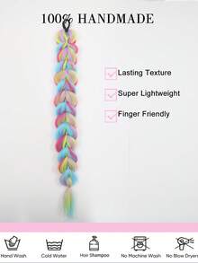 1pc Kids Colorful Synthetic Ponytail Hair Extension, 24 Inch Long Ponytail, Suitable For Girls Halloween Christmas - Multicolor - View 7