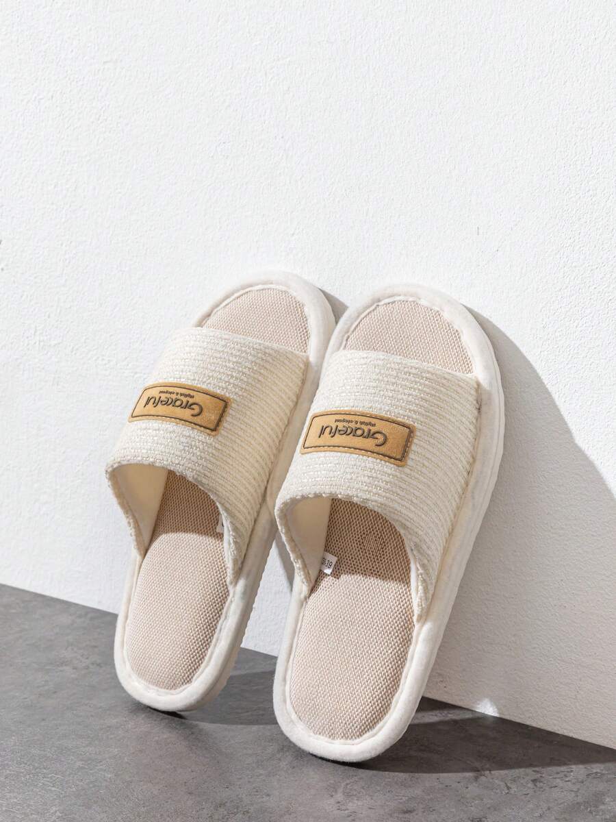Men's Indoor Slippers, Spring/Autumn Comfortable Floor Lightweight Non-Slip Breathable Open-Toe Slippers, Couple Style, Suitable For All Seasons - White - View 1