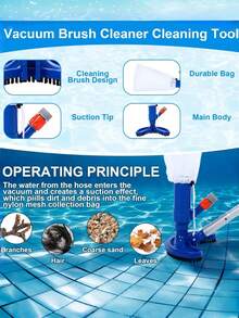 1pc ABS Plastic Handheld Pool Cleaner With Water Spray Device, Underwater Leaf Removal Tool, Brush, Flexible Hose Connector And Portable Storage Bag. Suitable For Cleaning Pool Floors. Standard Interface, Suitable For Cleaning Pool Debris. - Cleaning Brush - View 6