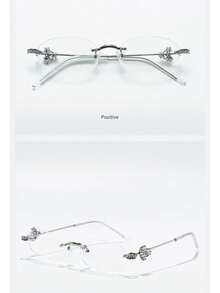 1 paire de lunettes ovales de luxe à strass pour femmes, convient pour la décoration, les trajets quotidiens, la protection des yeux et le soulagement de la fatigue oculaire - Lumière bleue blanche transparente - Voir 3