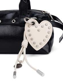 JRESSIAL Punk Heart Shaped Bag Charm, Casual Fashion Keychain Accessories - Ivory - View 3