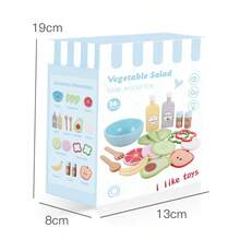 1pc Boxed Wooden Salad Toy, Suitable For Kids' Pretend Play, Develops Hands-On Ability And Logical Thinking, Parent-Child Interactive Toy, Perfect Gift For Birthday/Christmas/Halloween - Multicolor - View 6