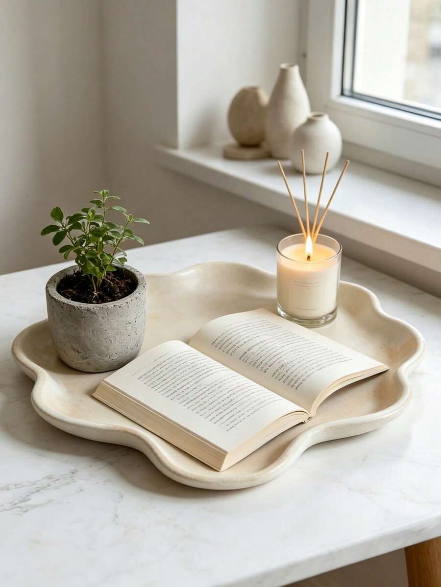 1pc Asymmetrical Pattern Silicone Tray Mold, Thickened Leak-Proof Durable, Wave Flower Shell Cloud Design, Suitable For DIY Resin Storage Tray, Home Jewelry Storage Box And Holiday Gift - A - View 1