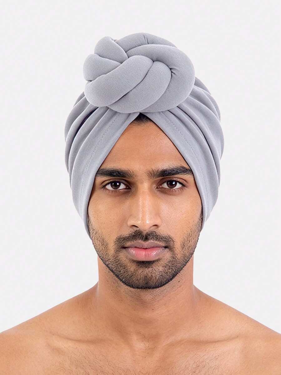 1pc Men's 3D Cable Knit Ball Beanie Hat Hair Loss Cover Cap For Daily Use - Grey - View 1