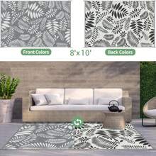 Gdieo Outdoor Rugs 8x10ft For Patios Waterproof, Reversible Tropical Plastic Straw Camping Mat Outside Rug, Large Outdoor Area Rug For RV, Porch, Deck, Balcony, Picnic(8'x10') - A - View 10