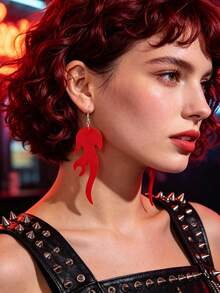 Flame Drop Earrings - Red - View 1
