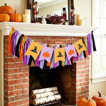 Halloween High Chair Banner Party Decorations Pumpkin Withc Hat Ribbon Tassel Garland Photo Props - Multicolor - View 5