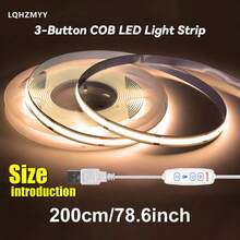 1件 5V低壓LED燈條，USB接口，簡易3按鈕開關，亮度可調，適用於電視背景、相框、鏡子、櫥櫃，背膠式 - COB - 查看 28