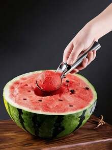 1pc Stainless Steel Ice Cream Scoop, Fruit Spoon, Durable Ball Excavator, Suitable For Watermelon, Cantaloupe, Papaya, Ice Cream And Fruit Scooping, Fruit Ball Spoon And Ice Cream Tool, Ice Cubes, Party, Travel, Outdoor, Wedding, Birthday, Camping, Graduation, Bachelorette Party, Kitchen Tool, Kitchen Essential, - Silver - View 5