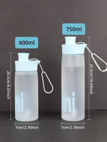 1 pieza Botella de agua deportiva transparente 600/750ml portátil para gimnasio y viajes, botella de beber a prueba de fugas esmerilada - Celeste - Ver 5