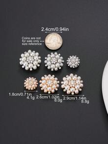 1/3pcs 18/26/29mm Women's Elegant Rhinestone Faux Pearl Button Covers, Crystal Button Covers, Removable Clip-On Button Covers, Crystal Glamorous Buttons For Clothing, With Pliers Press Button, Lead Color - Multicolor - View 4