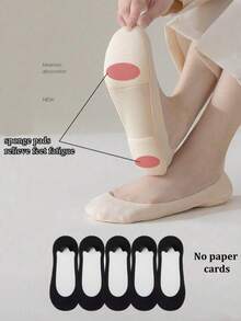 Women's Solid Color Invisible Boat Socks For Daily Wear, Suitable For High Heels - Multicolor - View 14