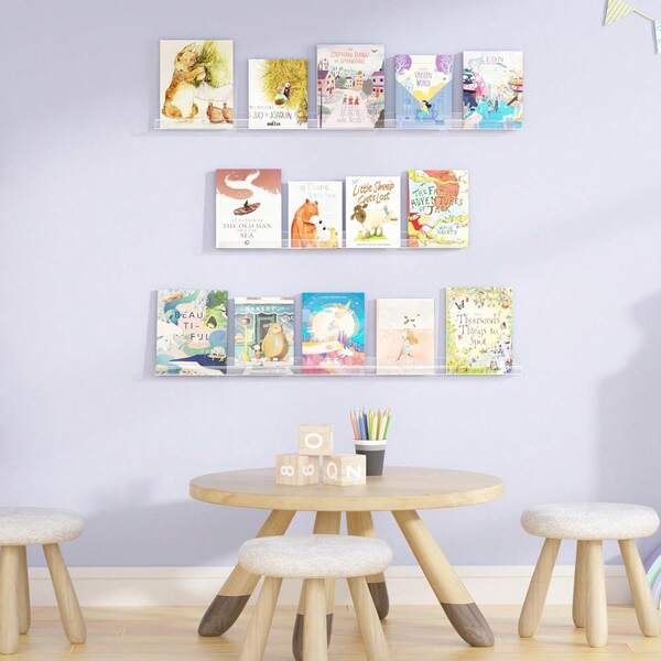4/8pcs Vinyl Record Rack Wall Bracket, 4/12 Inch Transparent Acrylic Album Record Rack Display Rack, Wall Floating Shelf, Magazine Rack, Children's Bookshelf, Suitable For Bedrooms, Living Rooms, Etc