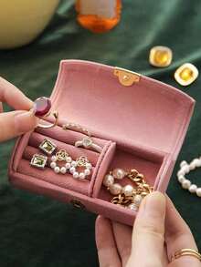 1 buah Kotak Perhiasan Elegan, Kotak Perhiasan, Kotak Penyimpanan Perhiasan Kecil Multifungsi, Kotak Rias, Anting, Cincin, Kotak Penyimpanan Perhiasan untuk Perjalanan, Perlengkapan Perjalanan - MultiWarna - View 3