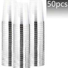 10pcs/20pcs/25pcs/30pcs/40pcs/High-End Silver Rim Transparent Aviation Cups, Water Cups, Juice Cups, Reusable And Washable, Suitable For Parties, Weddings, Picnics And Various Occasions. - Clear - View 17