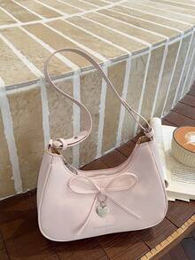 New Bowknot Handbag For Women, Fashionable Versatile Shoulder Underarm Bag - Pink - View 9
