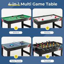 COSTWAY 4-In-1 Combo Game Table Set, Interactive Multi Game Table With Soccer, Air Hockey, Billiards & Table Tennis, Tabletop Football Table For Bars, Game Rooms, Family Night, Parties, Black/Natural - Black - View 4
