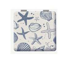 Watercolor Ocean Shell Starfish Turtle Folding Portable Double-Sided Makeup Mirror, Blue Seaside Beach Style Makeup Mirror, Summer Vacation Pocket Mirror, Bohemian Country Style Home Decor - Multicolor - View 17