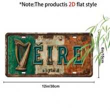 2D Flat Vintage Irish Metal Wall Decor | Rustic Green And "VEIRE" Sign, Perfect For Home, Porch, Patio, Garden, Garage, Cafe, Office - Perfect Gift, Decorative Metal Plaque, Metal Wall Art Decor, Great For Room Decoration - A - View 2