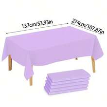 5pcs Purple Plastic Tablecloths, Rectangular PE Material, Suitable For Celebrations, Parties, Weddings, Indoor And Outdoor Use, Waterproof, Oil-Proof, No-Wash Plastic Tablecloths, Thick And Durable, Solid Color Tablecloths For Party, Picnic, Dessert Table Decor - A - View 2