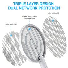2-In-1 Electric Fly Swatter With UV Mosquito Trap, 4000V High Voltage 3-Layer Mesh USB Rechargeable Bug Zapper With Charging Base For Indoor Outdoor Pest Control - White - View 4