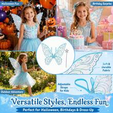 Sparkly Butterfly Fairy Wings, Iridescent Costume Accessory With Star Wand For Cosplay  Kids Parties - Sky Blue - View 4