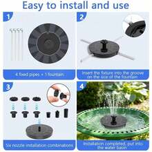 Solar Bird Bath Fountain Pump - Featuring Multiple Spray Modes | Freestanding Floating Fountain | Suitable For Gardens, Ponds, Swimming Pools, Fish Tanks, And Outdoor Environments - No Electricity Required | IP65 Rated - Black - View 5