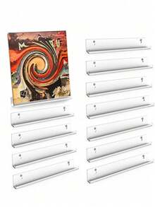 8pcs Vinyl Record Wall Mount Holder, Transparent Acrylic Vinyl Record Storage Box, 1/2 Inch Album R - Clear - View 2