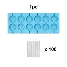 1/2pcs Lollipop Mold With 100 Plastic Sticks, Round Silicone Mold For Chocolate, Candy, Hard Candy, Fondant, Cake Decoration - Baby Blue - View 8