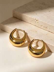 YUNCHUN 1 Pair Classic Gold Minimalist Earrings, Essential Accessory For Daily Commute - Gold - View 3