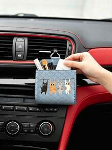 Soft Cute 4-Color Cat Car Storage Box, Car Air Vent Storage Box, Car Leather Multi-Functional Storage Box, Air Vent Phone Holder Storage Box - Adorable Four-color Cats - View 8