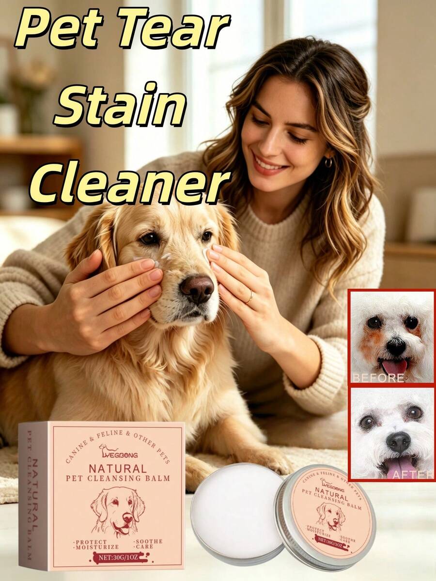 Pet Tear Stain Removal Cream, Gentle Natural Formula Eye Cleaner Ointment, Eliminate Tear Marks, Remove Eye Discharge, Non‑Irritating Tear Stain Treatment Cream For Dogs And Cats