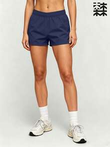 mulinsen Pantalones cortos multiusos para mujer para exteriores, diseño con cordón estampado, cómodos y amigables con la piel - Azul Marino - Ver 4
