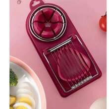 1pc 2-In-1 Egg Slicer, Stainless Steel Wire Egg Cutter For Hard Boiled Eggs, Multifunctional Kitchen Gadget (White/Red) - Multicolor - View 7