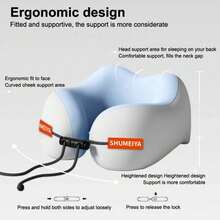 1pc Memory Foam Travel Neck Pillow - Ergonomic U-Shaped Airplane Pillow With Washable Cover & Storage Bag - GRAY - View 5