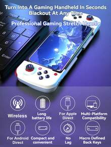 1个可伸缩无线手机游戏手柄,兼容iOS/安卓/Switch/PS3/PC,可伸缩,单键开关,多模式摇杆,可将手机变成掌机 - 查看 4