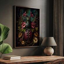 1pc Framed/Unframed Gothic Style Botanical Floral Beetle Pomegranate Canvas Poster, Dark Academia Floral Insect Wall Art Print, Minimalist Entryway/Entrance Aesthetic Decor Scroll Painting, Suitable For Dorm, Living Room, Bedroom Modern Home Decor - A - View 8