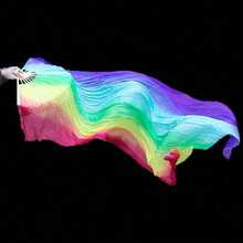 2/1pc Gradient Color Silk Fan - Belly Dance Long Silk Fan, Extra Long, Flowing Silk Fan, Three-Color Gradient Design. Oriental Dance, Chinese Classical Dance And Performance Prop. - Multiple Styles - View 14