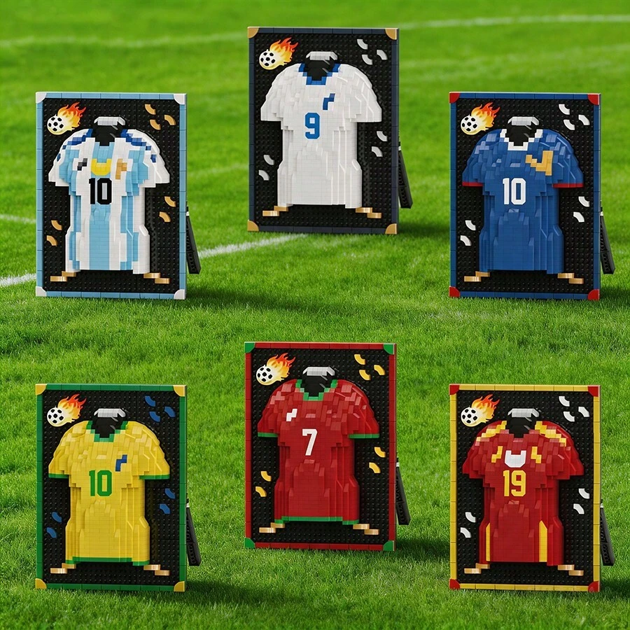 World Cup Theme Building Blocks, World Cup Building Blocks, Jersey Building Blocks, Photo Frame Building Blocks, Suitable For Desktop Decoration, Fan Collection Toys - Multicolor - View 1