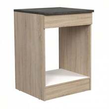 Miroytengo Conjunto de muebles cocina Arko Roble Áspero y Negro con módulos: 3 cajones, horno 60 cm, 2 puertas, 2 módulos aéreos 80 y 60 cm ancho con estantes internos. Almacenamiento Cocina 60x86x60 cm. - Negro - Madera claro - Ver 4