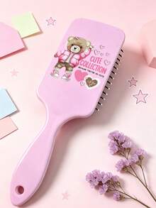 1 pieza Serie de Oso Grande Peine con Cojín de Aire Estampado Completo, Peine de Masaje de Color Vibrante, Adecuado para Peinado, Cabello Rizado, Cabello Liso, Todos los Estilos de Cabello, Salón de Barbería, Producto Esencial de Cuidado del Cabello para Viajes de Belleza, Peine con Cojín de Aire Portátil para el Campus - Multicolor - Ver 4