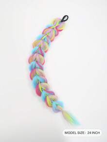 1pc Kids Colorful Synthetic Ponytail Hair Extension, 24 Inch Long Ponytail, Suitable For Girls Halloween Christmas - Multicolor - View 4