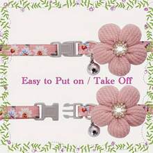 1 pieza Collar floral para mascotas con campana + decoración de flor desmontable - Collar ajustable para gatos y perros, collar suave adecuado para perros y gatos medianos y pequeños, paseos diarios / fotos de fiesta - Multicolor - Ver 6