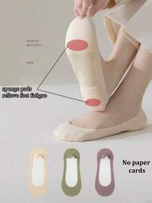 Women's Solid Color Invisible Boat Socks For Daily Wear, Suitable For High Heels - Multicolor - View 23