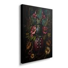 1pc Framed/Unframed Gothic Style Botanical Floral Beetle Pomegranate Canvas Poster, Dark Academia Floral Insect Wall Art Print, Minimalist Entryway/Entrance Aesthetic Decor Scroll Painting, Suitable For Dorm, Living Room, Bedroom Modern Home Decor - A - View 3